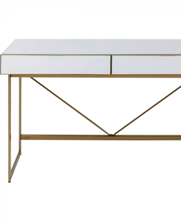 Psací stoly / Kancelářské stoly KARE Design Psací stůl Soran - zlatý, 120x50cm