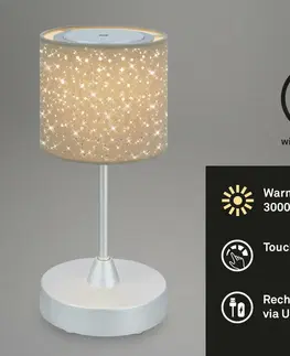 LED stolní lampy BRILONER LED bateriové stolní svítidlo, pr.12,5 cm, LED modul, 3W, 350 lm, taupe IP44 BRILO 7443-011