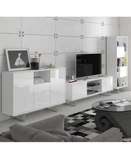 Obývací stěny Obývací pokoj BOKARO 2, bílá/bílý lesk, 5 let záruka
