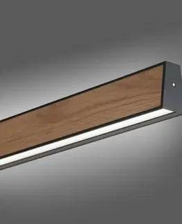 LED lustry a závěsná svítidla PAUL NEUHAUS LED závěsné svítidlo PURE-E-MOTION matná černá/dřevo, elektricky nastavitelná výška 2700-5000K PN 2570-79