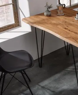 Designové a luxusní jídelní stoly Estila Industriální jídelní stůl Mammut z masivu s kovovými nohami 120cm
