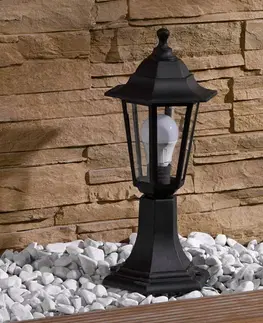 Sloupková světla Lindby Svítidlo se soklem Nane ve tvaru lucerny, černé