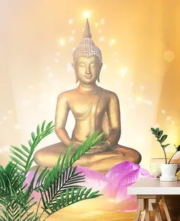 Samolepící tapety Samolepící tapeta socha Buddhy na lotosovém květu