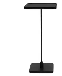 Konferenční stolky Černý odkládací stolek se skleněnou deskou - 32*32*69 cm Clayre & Eef 5Y0830