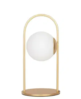 Designové stolní lampy NOVA LUCE stolní lampa HOOK saténový zlatý kov a opálové bílé sklo LED 4.8W 230V 3000K IP20 9695225