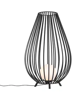 Stojaci lampy Designová stojací lampa černá s opálem 110 cm - Angela