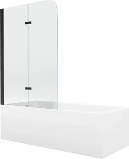 Vany MEXEN/S Cubik obdélníková vana 150 x 70 cm s panelem  + vanová zástěna 100 cm, transparent,  černá 550315070X9010027000