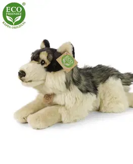 Hračky RAPPA - Plyšový vlk ležící 35 cm ECO-FRIENDLY