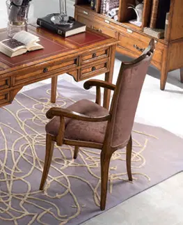 Designové a luxusní židle do pracovny a kanceláře Estila Luxusní rustikální pracovní židle Lasil z masivního dřeva v hnědé barvě as bordó čalouněním 105 cm