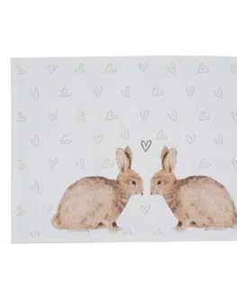 Prostírání 6ks bavlněné prostírání s motivem králíčků a srdíček Bunnies in Love - 48*33cm Clayre & Eef BSLC40