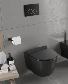 Záchody MEXEN/S Carmen Závěsná WC mísa včetně sedátka s slow-slim, z duroplastu, černá matná 30880185