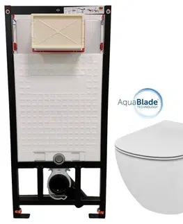 Záchody DEANTE Podomítkový rám, pro závěsné WC mísy bez tlačítka + WC Ideal Standard Tesi se sedátkem SoftClose, AquaBlade  CST_WC01 X TE1