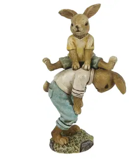 Velikonoční dekorace Velikonoční dekorace hrajících si králíků - 9*4*15 cm Clayre & Eef 6PR3275