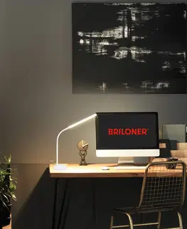 Stolní lampy kancelářské Briloner Stolní lampa Pivaz LED, dotykový stmívač, bílá