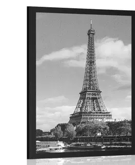 Černobílé Plakát nádherné panorama Paříže v černobílém provedení