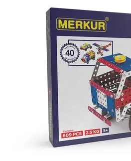 Hračky stavebnice MERKUR - 4 stavebnice, 609 dílů, 40 modelů