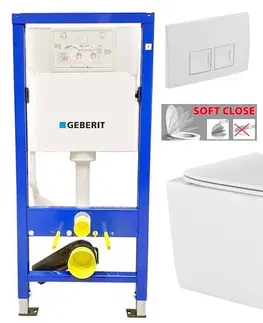WC sedátka GEBERIT DuofixBasic s bílým tlačítkem DELTA50 + WC INVENA PAROS  + SEDÁTKO 458.103.00.1 50BI RO1