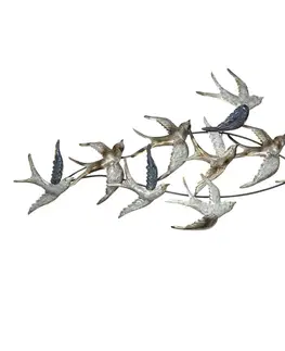Obrazy Nástěnné kovové hejno ptáků - 116*62*6 cm Clayre & Eef 5Y0535