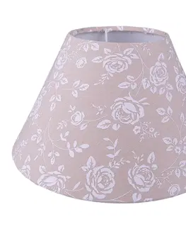 Svítidla Béžové stínidlo lampy s květy růží - Ø 23*15 cm / E27 Clayre & Eef 6LAK0535M