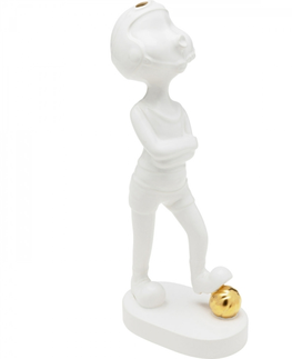 Sošky žen KARE Design Soška Žena se zlatým míčem - bílá, 29cm