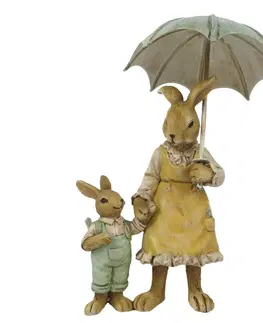 Velikonoční dekorace Dekorace dvou králíků pod deštníkem - 9*4*13 cm Clayre & Eef 6PR3266