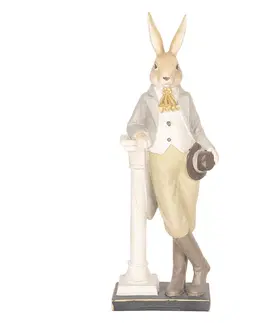 Velikonoční dekorace Velikonoční dekorace králíka s kloboukem - 17*9*46 cm Clayre & Eef 6PR2602