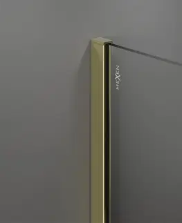 Sprchové zástěny MEXEN/S Kioto Sprchová zástěna Walk-in 150 x 120 cm, černý vzor, zlatá 800-150-202-50-70-120