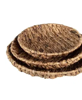 Chlebníky Set 3ks úložný kulatý košík / tác z vodního hyacintu - Ø 40*6 / Ø 35*6 / Ø 30*6 cm Clayre & Eef 6RO0594