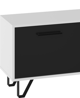 TV stolky Televizní stolek PRUDHOE 160, bílá/černý lesk, 5 let záruka