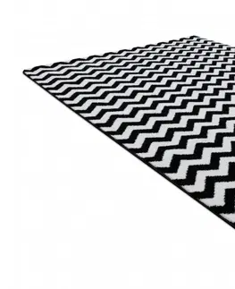 Koberce a koberečky Dywany Lusczow Kusový koberec SKETCH ALEX bílý/ černý - cikcak, velikost 80x150