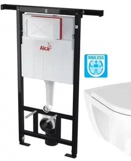 WC sedátka ALCADRAIN Jádromodul předstěnový instalační systém bez tlačítka + WC JIKA LYRA PLUS RIMLESS + SEDÁTKO DURAPLAST SLOWCLOSE AM102/1120 X LY2