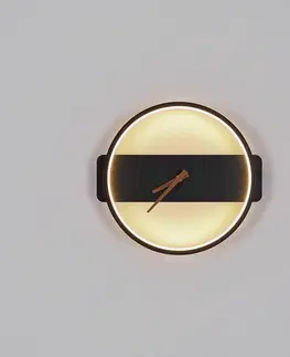 Nástěnná svítidla Globo LED nástěnné světlo Sussy s hodinami, černá, 32 cm