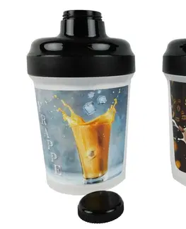 Láhve s dekorací TVAR - Shaker plast 300ml/450ml FRAPPE různé motivy