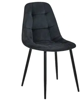 Židle Ak furniture Sametová čalouněná prošívaná židle Deta černá