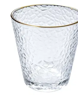 Sklenice Transparentní sklenice na vodu se zlatým proužkem - Ø 9*9 cm / 320 ml  Clayre & Eef 6GL4877