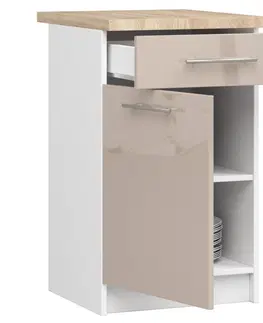 Kuchyňské dolní skříňky Ak furniture Kuchyňská skříňka Olivie S 50 cm 1D 1S bílá/cappuccino