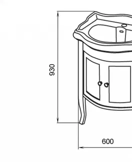 Koupelnový nábytek SAPHO RETRO umyvadlová skříňka 60x80x45cm, buk 735140