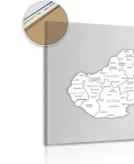 Obrazy na korku Obraz na korku černobílá mapa Slovenské republiky