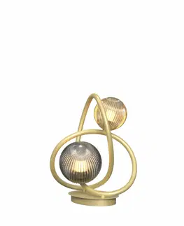 LED stolní lampy WOFI Stolní lampa Metz 2x 3,5W G9 780lm 3000K zlatá + kouřová 8015-204