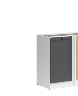 Kuchyňské linky JAMISON, skříňka dolní rohová 100 cm bez pracovní desky, pravá, bílá/grafit