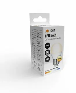 LED žárovky Solight LED žárovka, miniglobe, 8W, E27, 3000K, 720lm WZ424-1