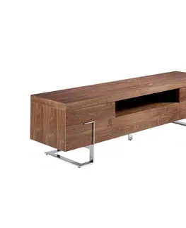 Luxusní a designové televizní stolky Estila Luxusní dřevěný TV stolek Vita Naturale s chromovými nožičkami 200cm
