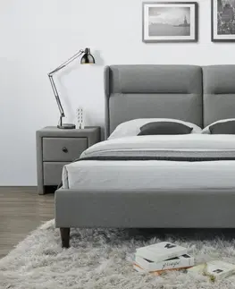 Postele HALMAR Čalouněná postel Scantino 160x200 dvoulůžko šedá