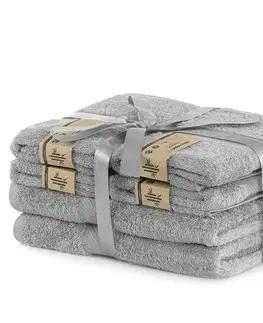 Ručníky DecoKing Sada ručníků a osušek Bamby světle šedá, 4 ks 50 x 100 cm, 2 ks 70 x 140 cm