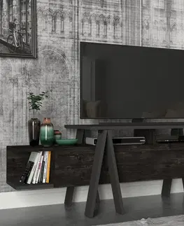 TV stolky Kalune Design TV stolek ASPERO 160 cm černý/antracitový