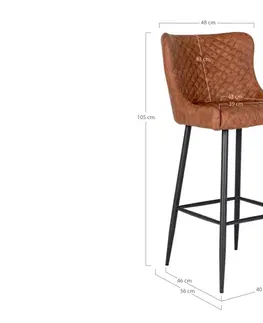 Barové židle Norddan Designová barová židle Laurien vintage hnědá