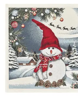 Vánoční ubrusy Vánoční gobelínový ubrus se sněhulákem 90x90 cm