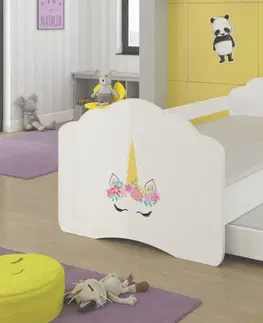 Postele ArtAdrk Dětská postel CASIMO II | s přistýlkou ​​a zábranou Provedení: Pejsek a kočičkou