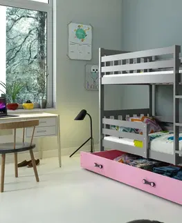 Postele BMS Patrová dětská postel CARINO | 80 x 190 cm Barva: bílá / růžová