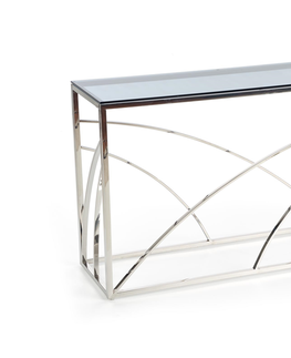 Konferenční stolky Konzolový stolek ROWLAND, kouřové sklo/stříbrná